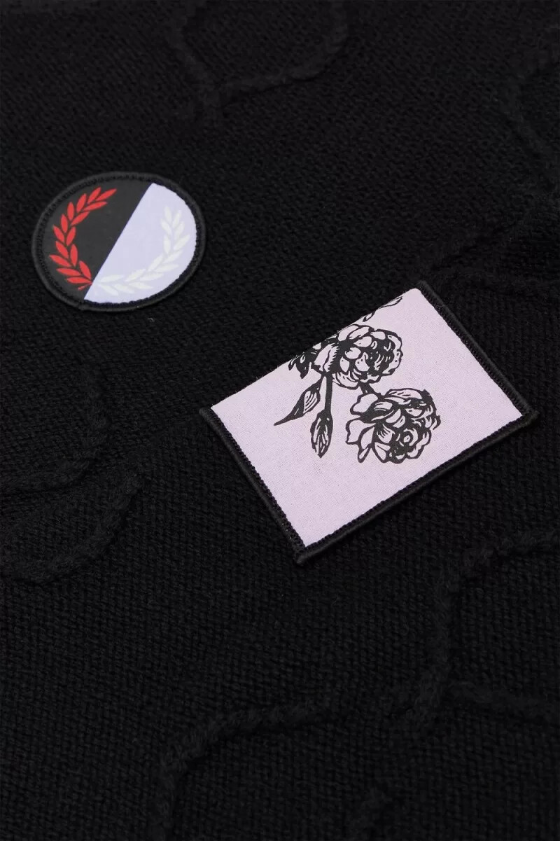 fred perry oversized lorbeerkranz herrenpullover schwarz