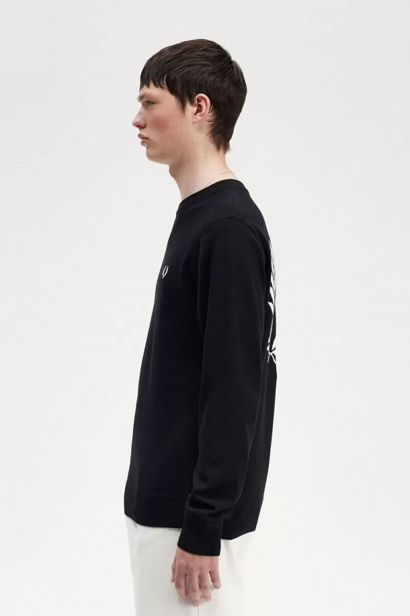 fred perry herrenpullover mit lorbeerkranz-motiv schwarz