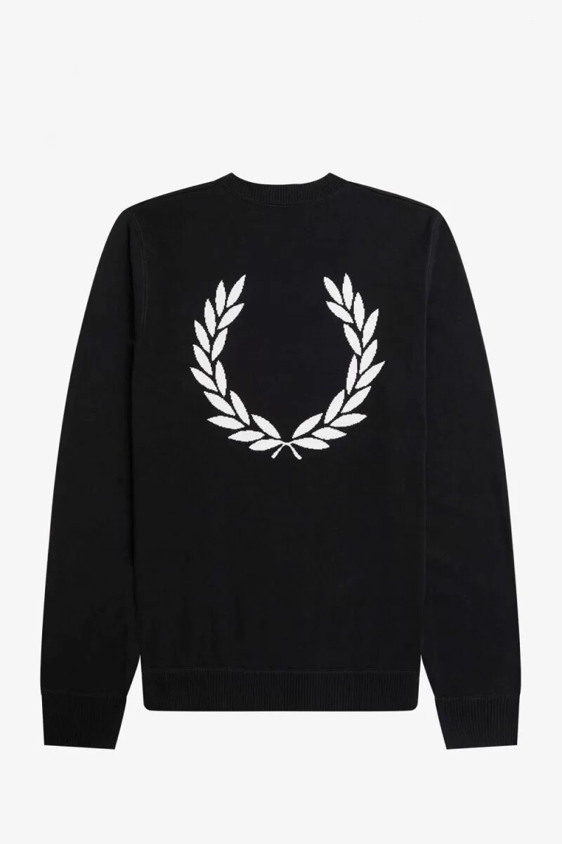fred perry herrenpullover mit lorbeerkranz-motiv schwarz