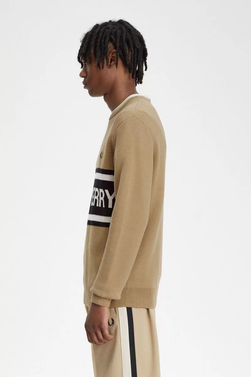 fred perry herrenpullover mit grafikmuster grün