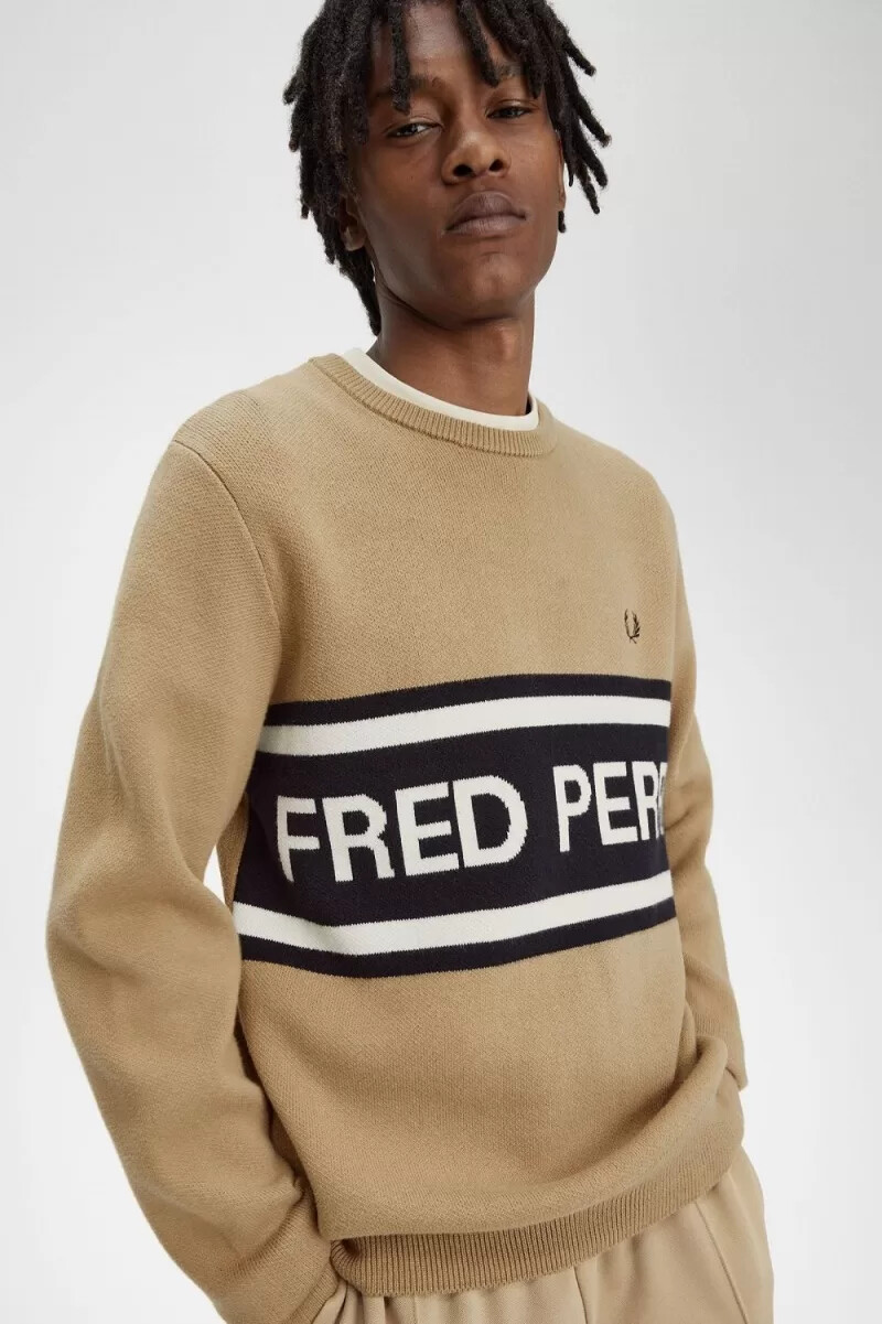 fred perry herrenpullover mit grafikmuster grün