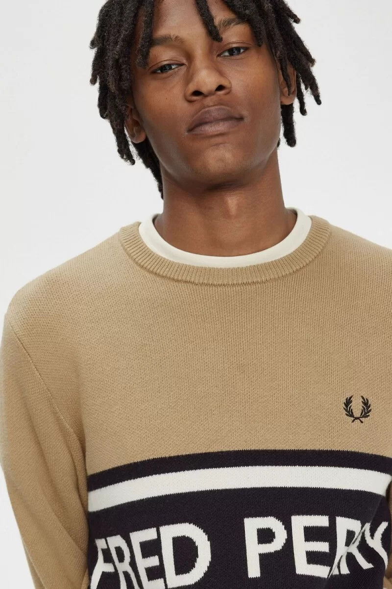 fred perry herrenpullover mit grafikmuster grün