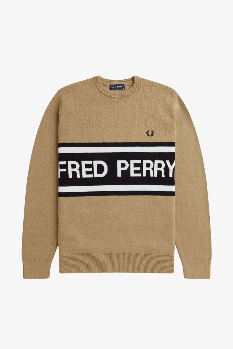 fred perry herrenpullover mit grafikmuster grün