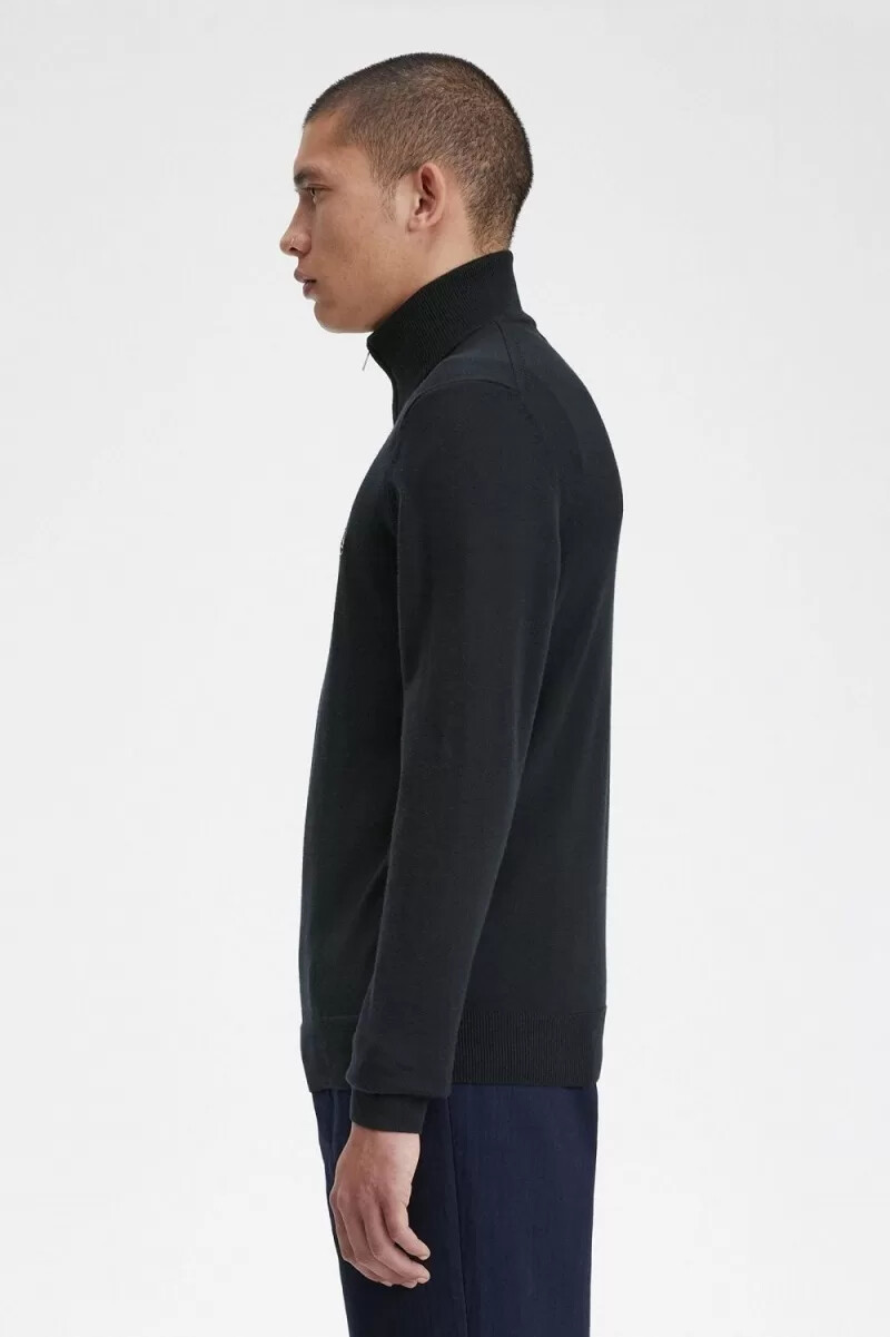 fred perry classic half zip herrenpullover schwarz