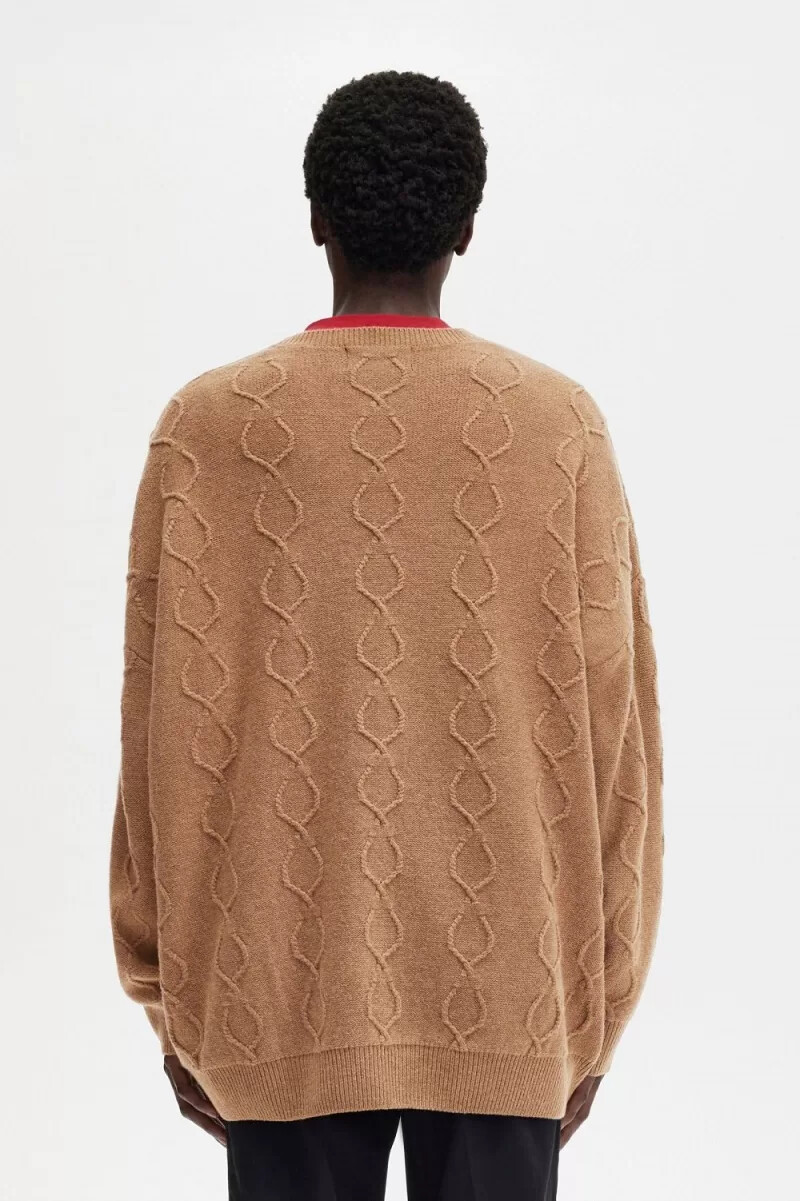 fred perry oversize-herrenpullover mit patch-details grün