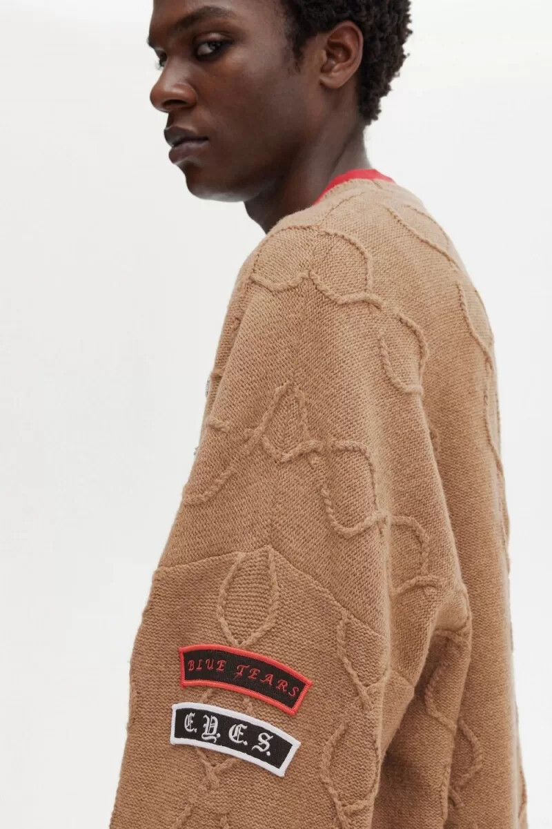 fred perry oversize-herrenpullover mit patch-details grün