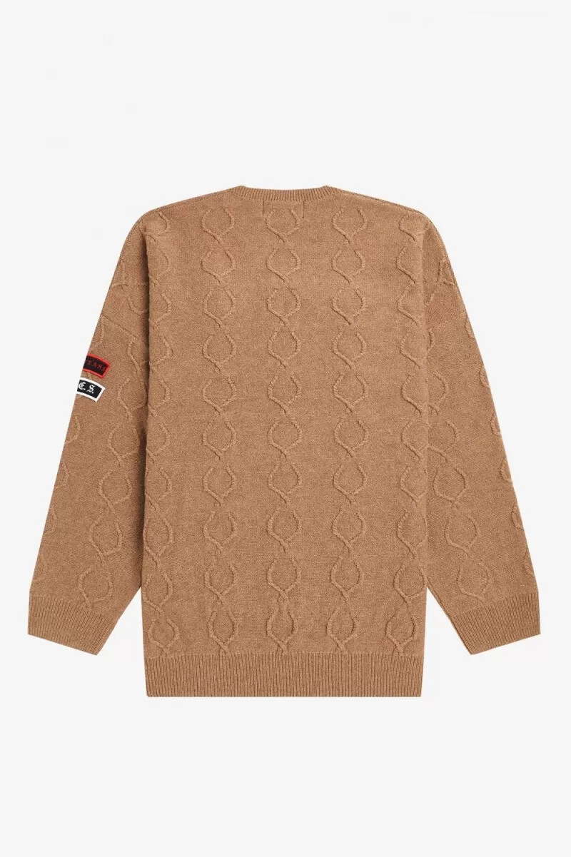 fred perry oversize-herrenpullover mit patch-details grün