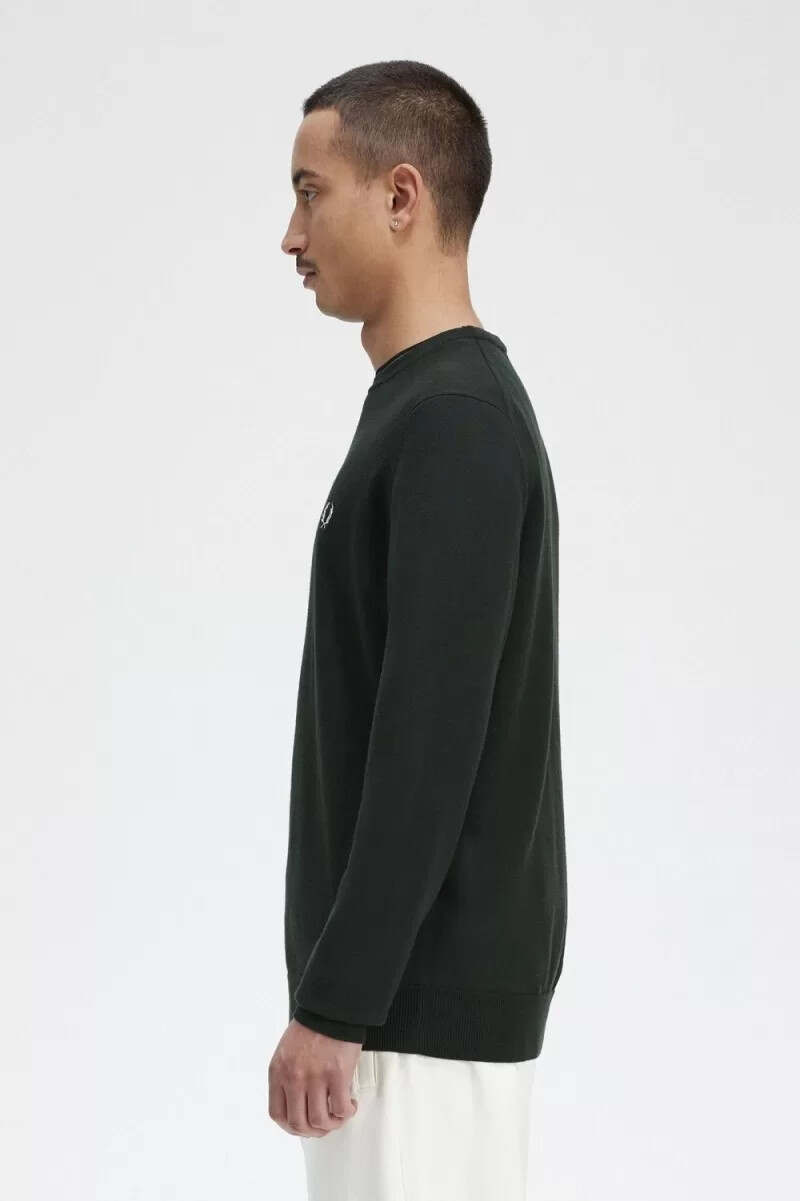 fred perry klassischer rundhals-herrenpullover nachtgrün