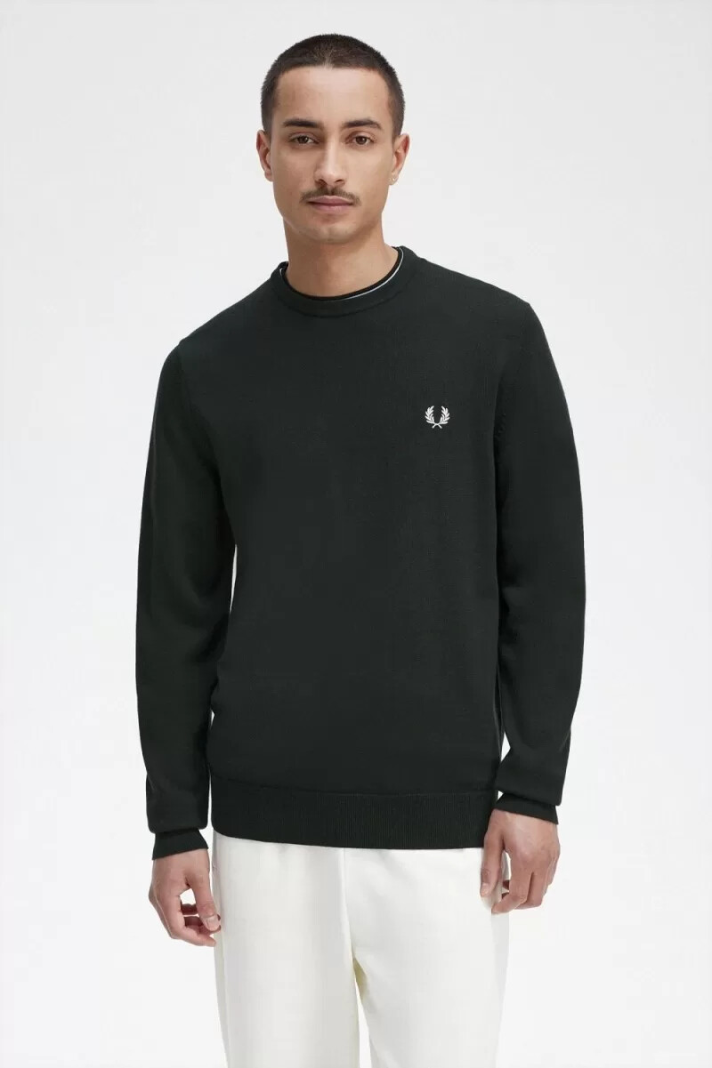 fred perry klassischer rundhals-herrenpullover nachtgrün