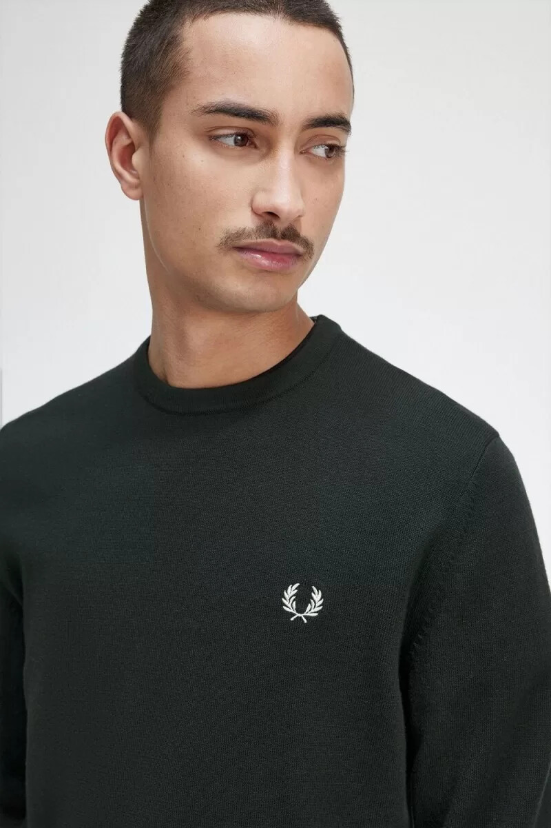 fred perry klassischer rundhals-herrenpullover nachtgrün