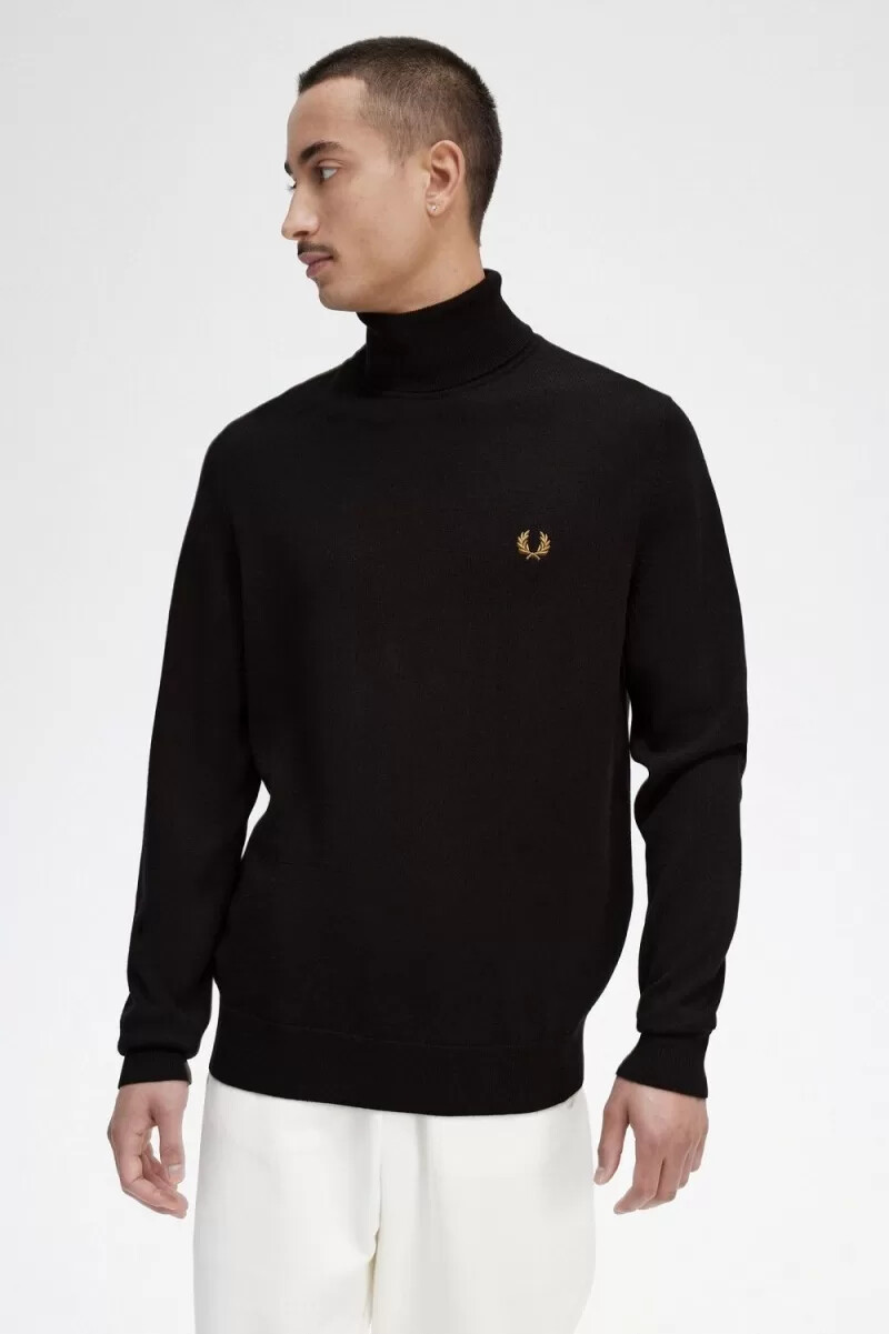 fred perry rollkragenpullover für herren marineblau