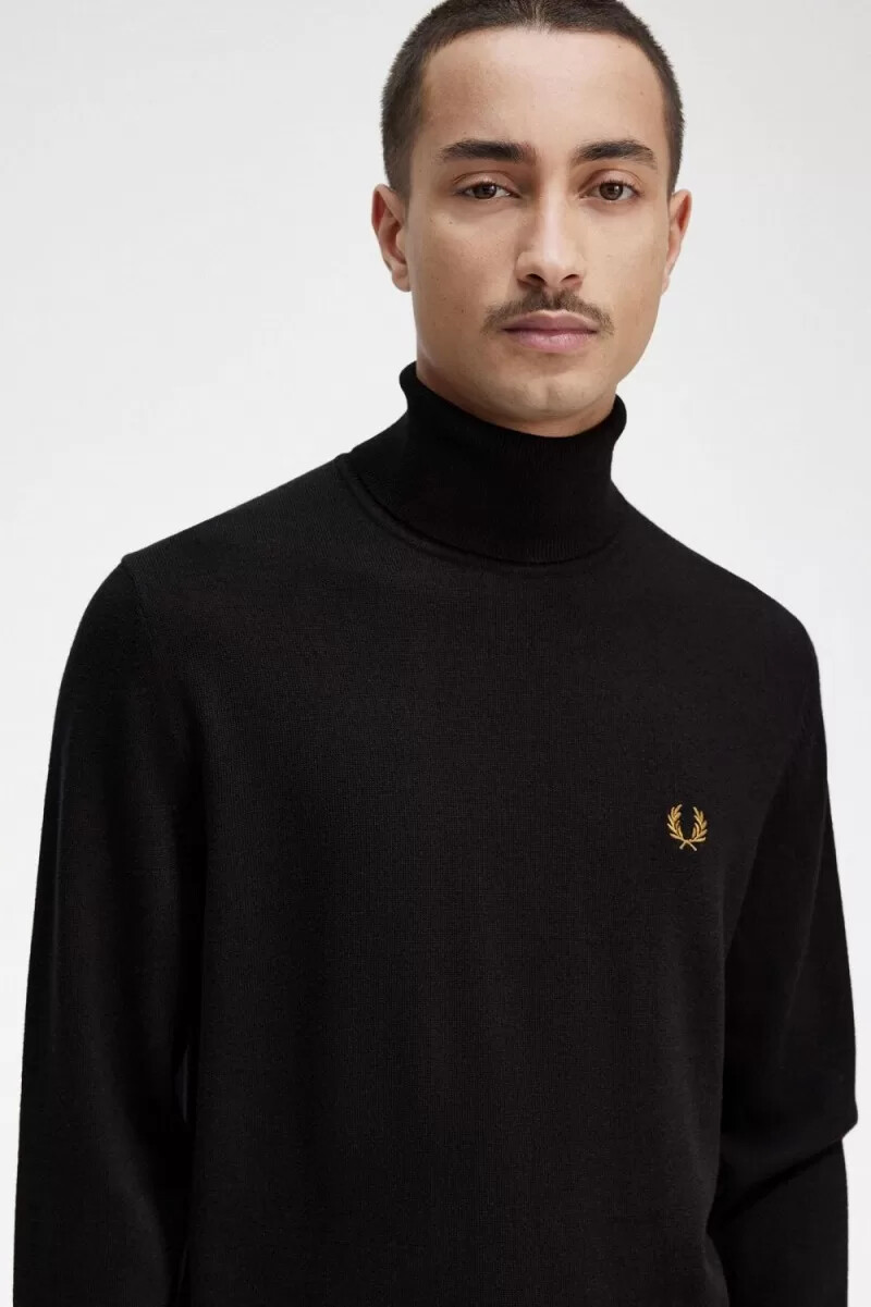 fred perry rollkragenpullover für herren marineblau