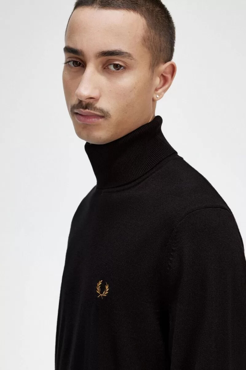 fred perry rollkragenpullover für herren marineblau