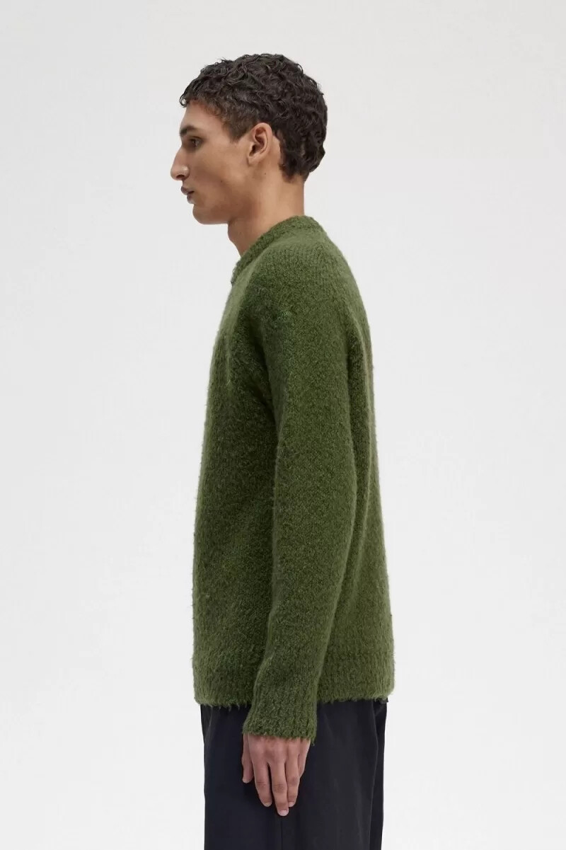 fred perry herrenpullover mit strukturmuster chive green