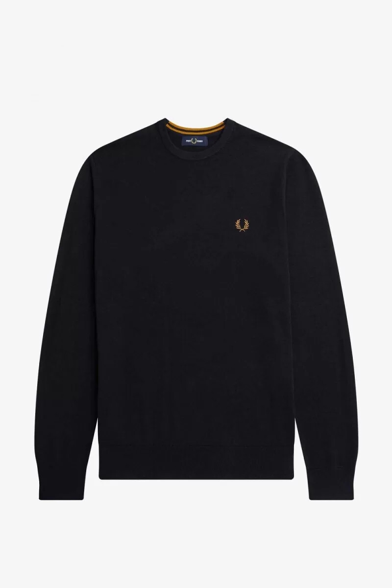 fred perry klassischer herrenpullover mit rundhalsausschnitt marineblau