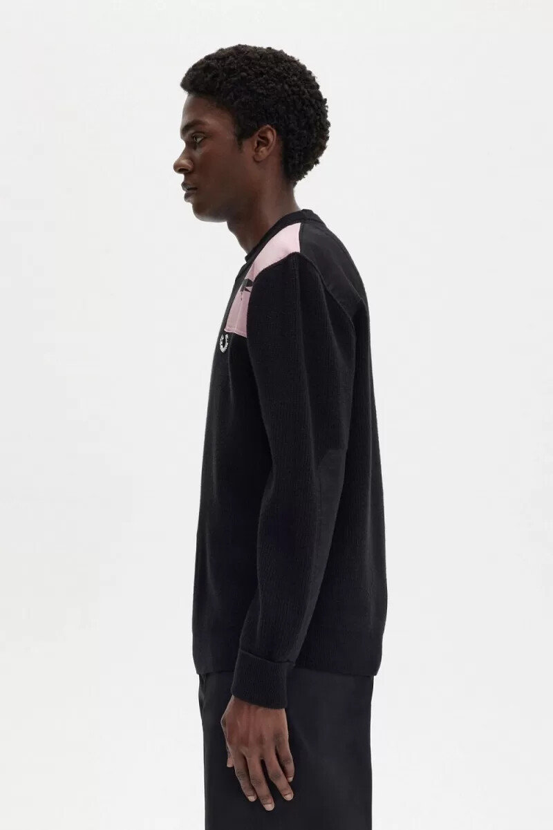 fred perry herrenpullover mit print schwarz