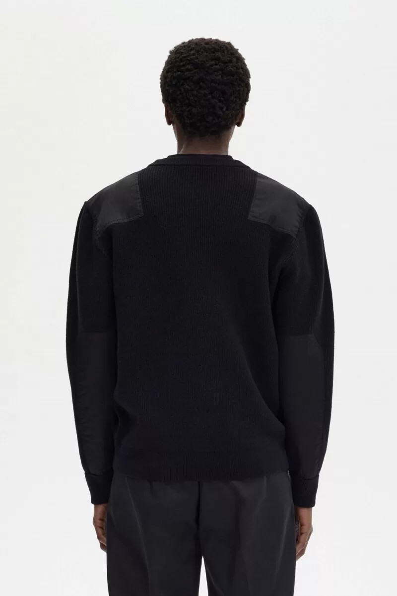 fred perry herrenpullover mit print schwarz