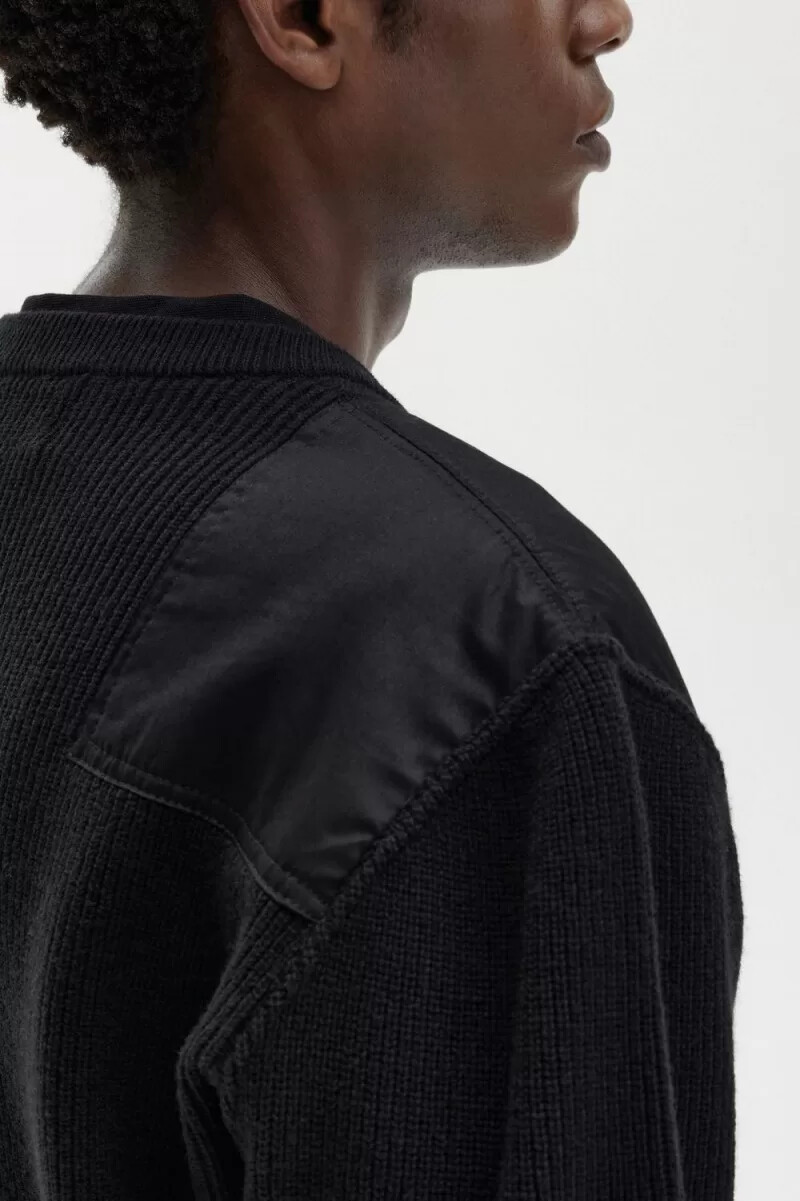 fred perry herrenpullover mit print schwarz