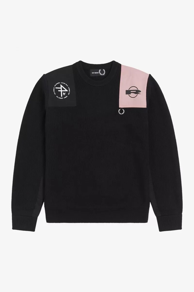 fred perry herrenpullover mit print schwarz