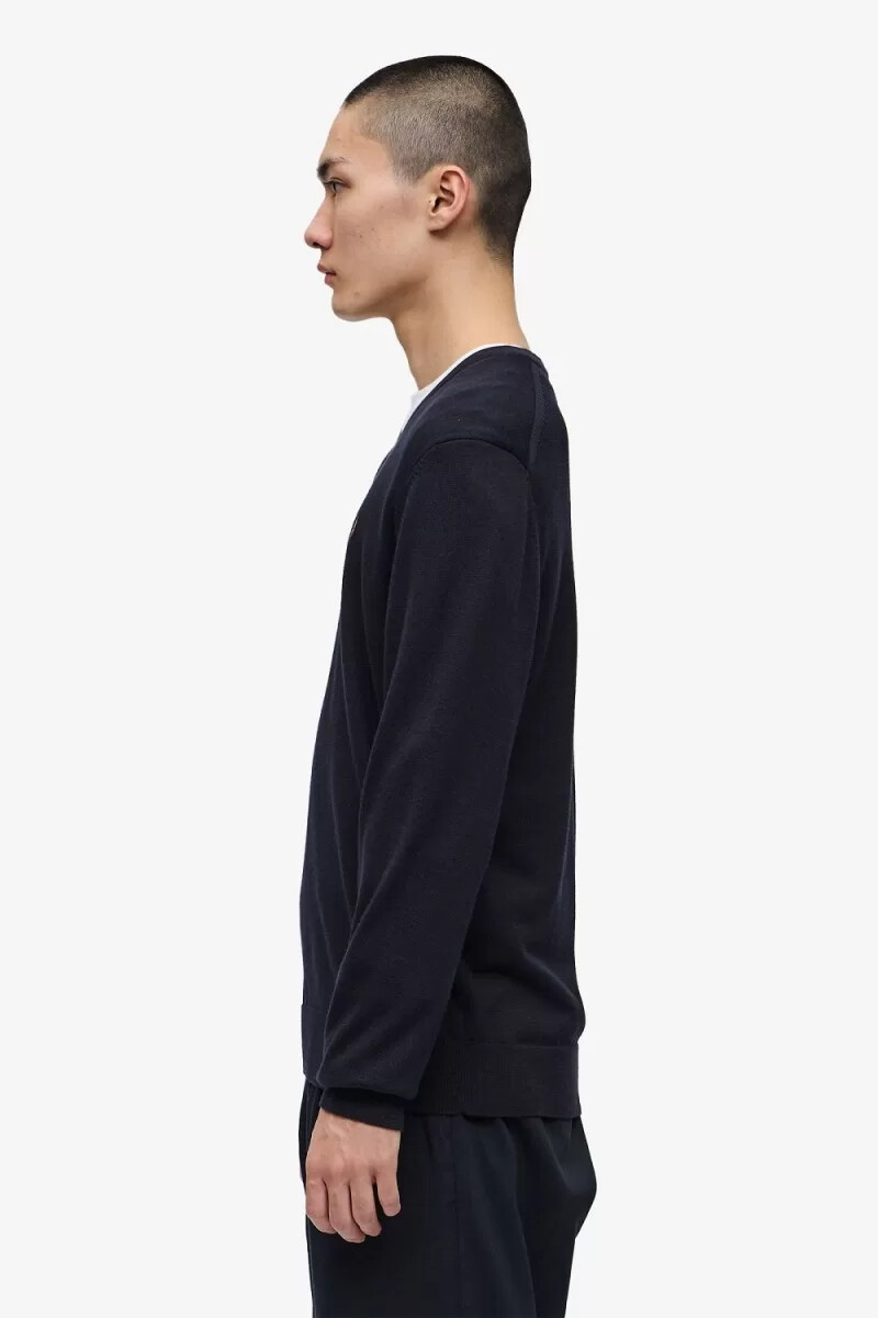 fred perry klassischer herrenpullover mit v-ausschnitt marineblau