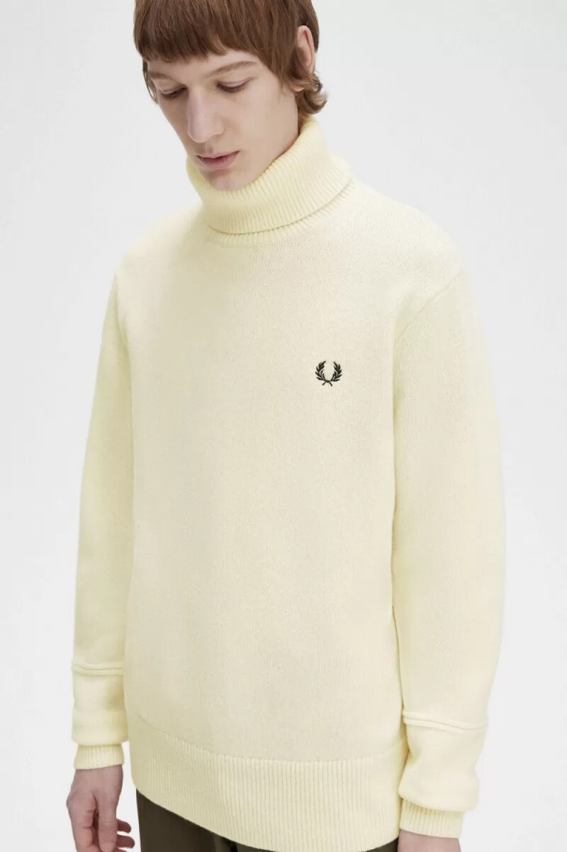 fred perry strickpullover mit rollkragen für herren beige