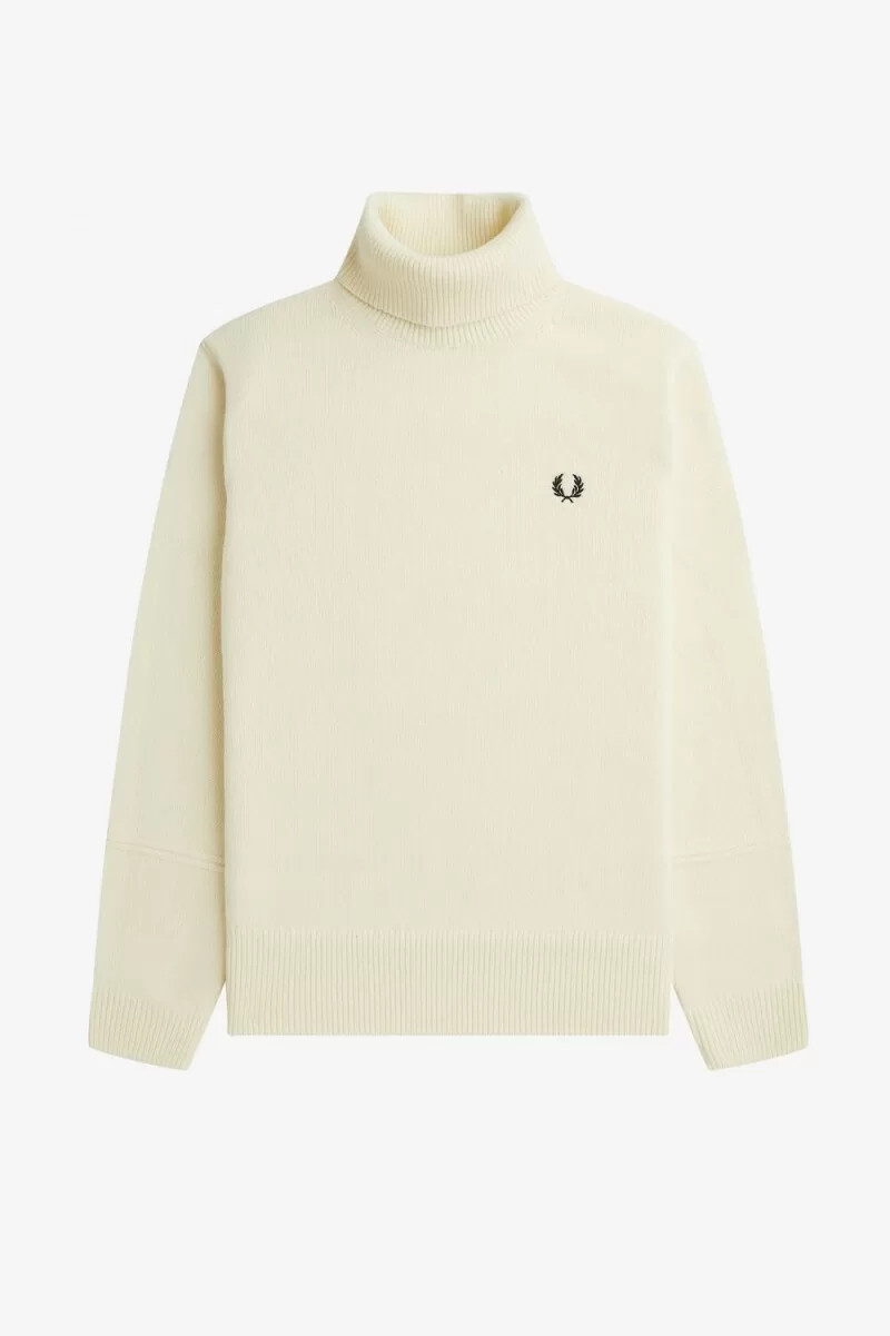fred perry strickpullover mit rollkragen für herren beige