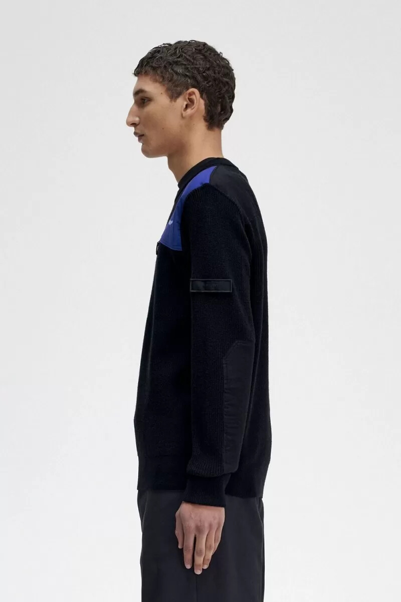 fred perry herrenpullover mit patch-details schwarz