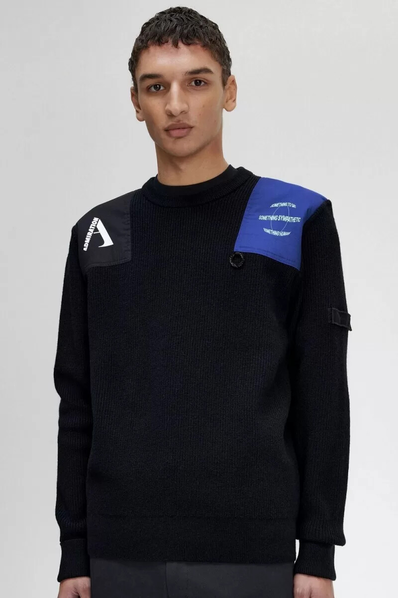 fred perry herrenpullover mit patch-details schwarz