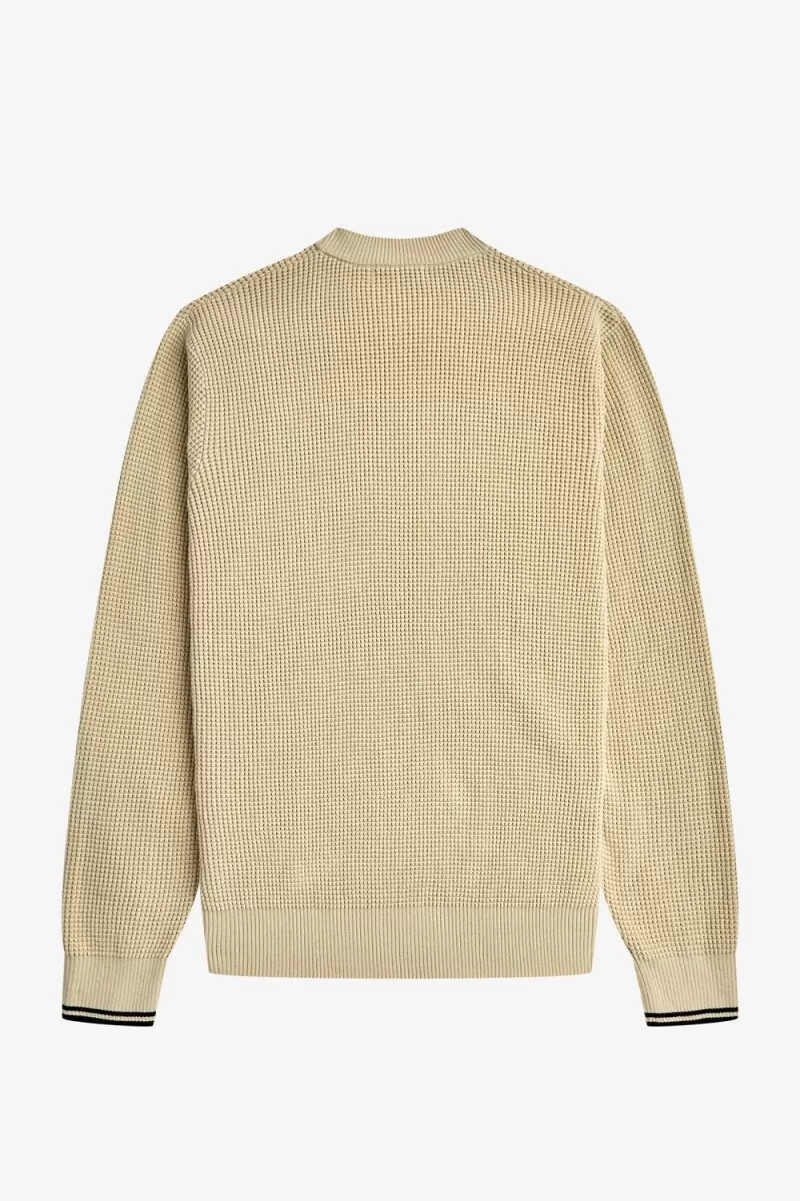 fred perry herrenpullover mit waffelmuster farbe haferflocken