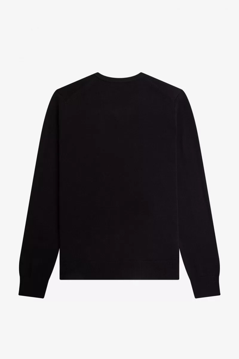 fred perry klassischer herrenpullover mit v-ausschnitt schwarz