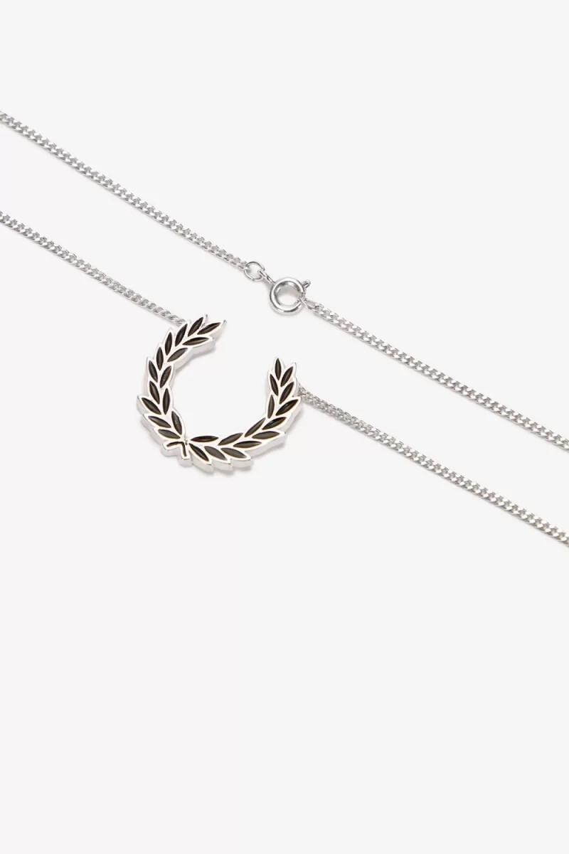 fred perry lorbeerkranz-halskette herrenschmuck metallic-silber