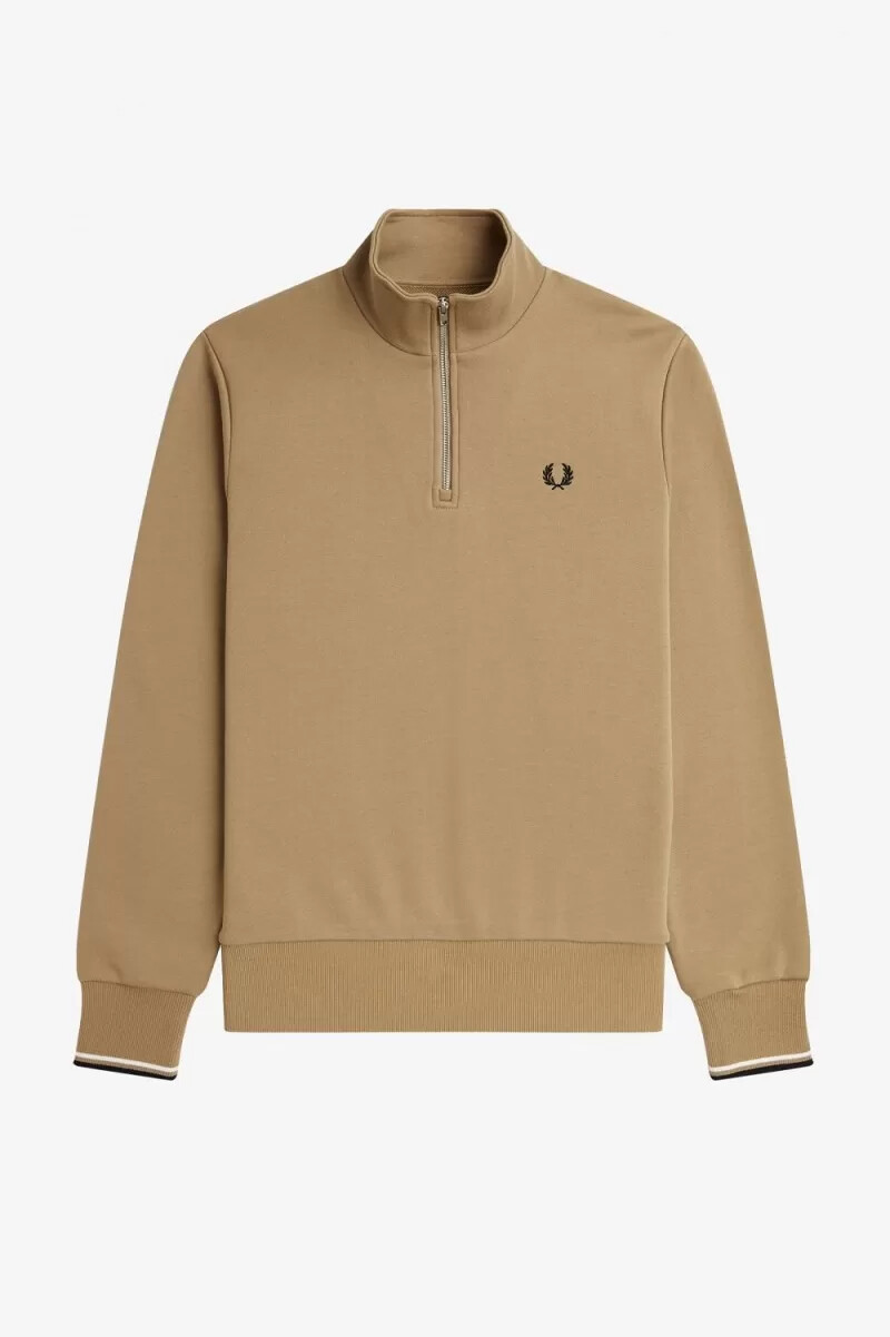 fred perry herren-sweatshirt mit halbem reißverschluss grün