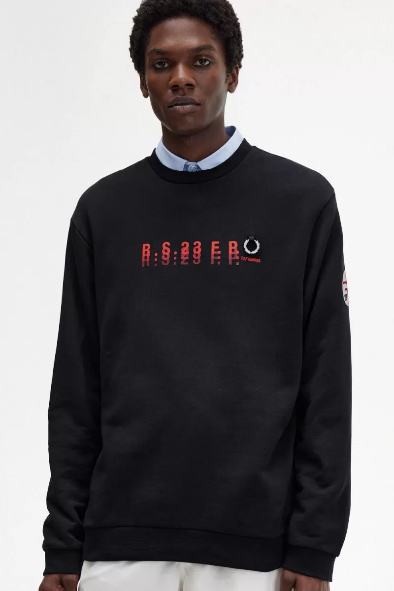 fred perry herren-sweatshirts mit print schwarz