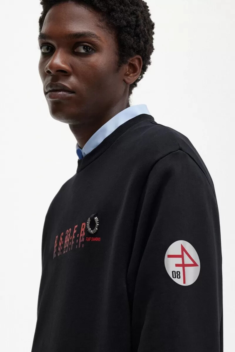 fred perry herren-sweatshirts mit print schwarz