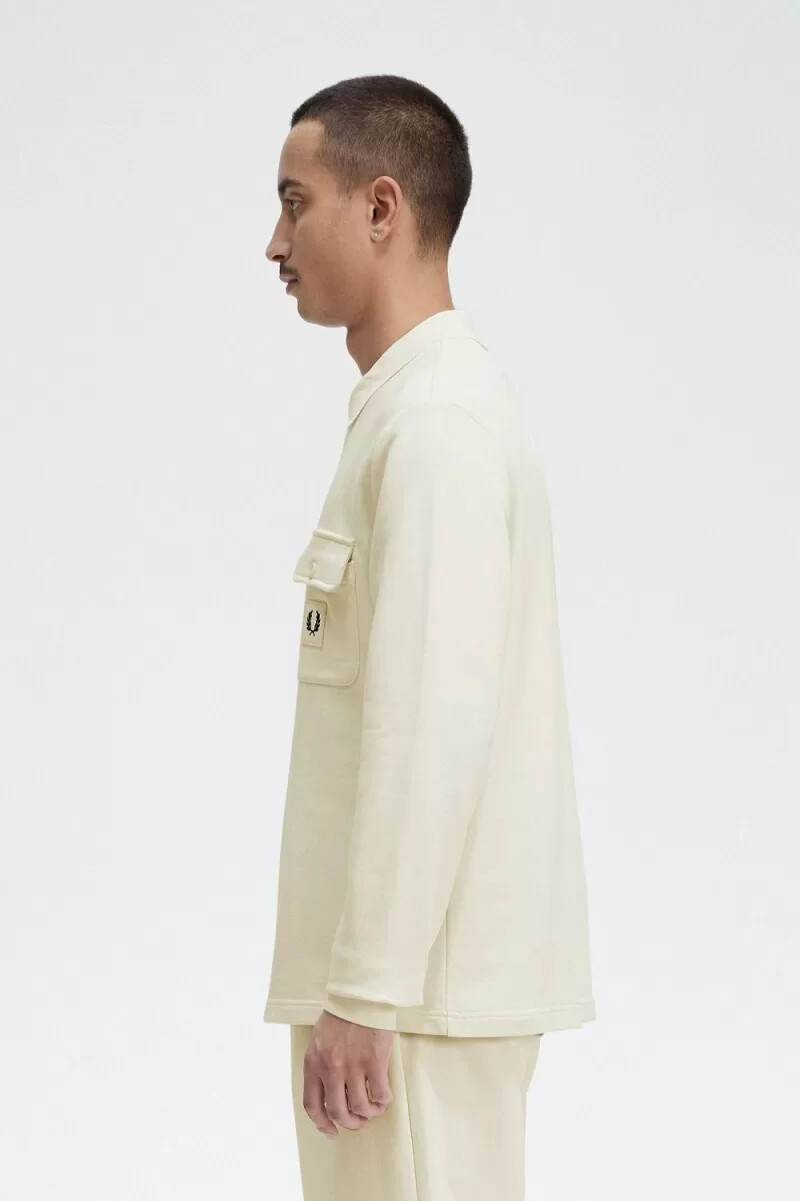 fred perry langarm-sweatshirt mit schlaufenrücken für herren beige
