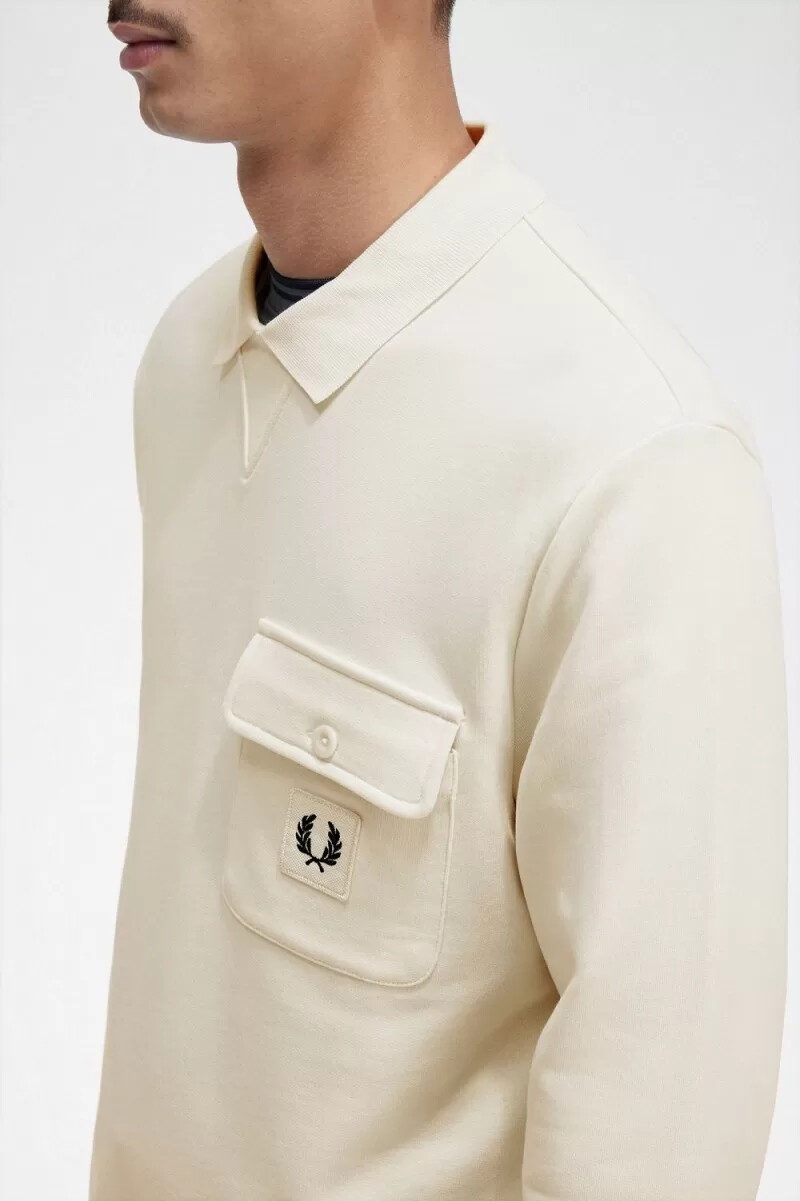 fred perry langarm-sweatshirt mit schlaufenrücken für herren beige