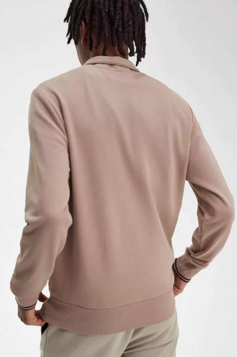 fred perry herren-sweatshirt mit halbem reißverschluss dunkelrosaschwarz