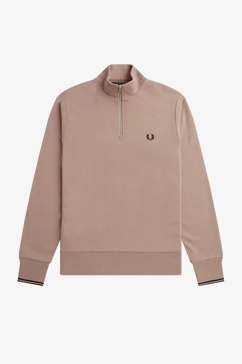 fred perry herren-sweatshirt mit halbem reißverschluss dunkelrosaschwarz