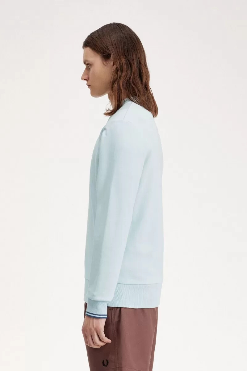 fred perry herren-sweatshirt mit rundhalsausschnitt hellblau mitternachtsblau