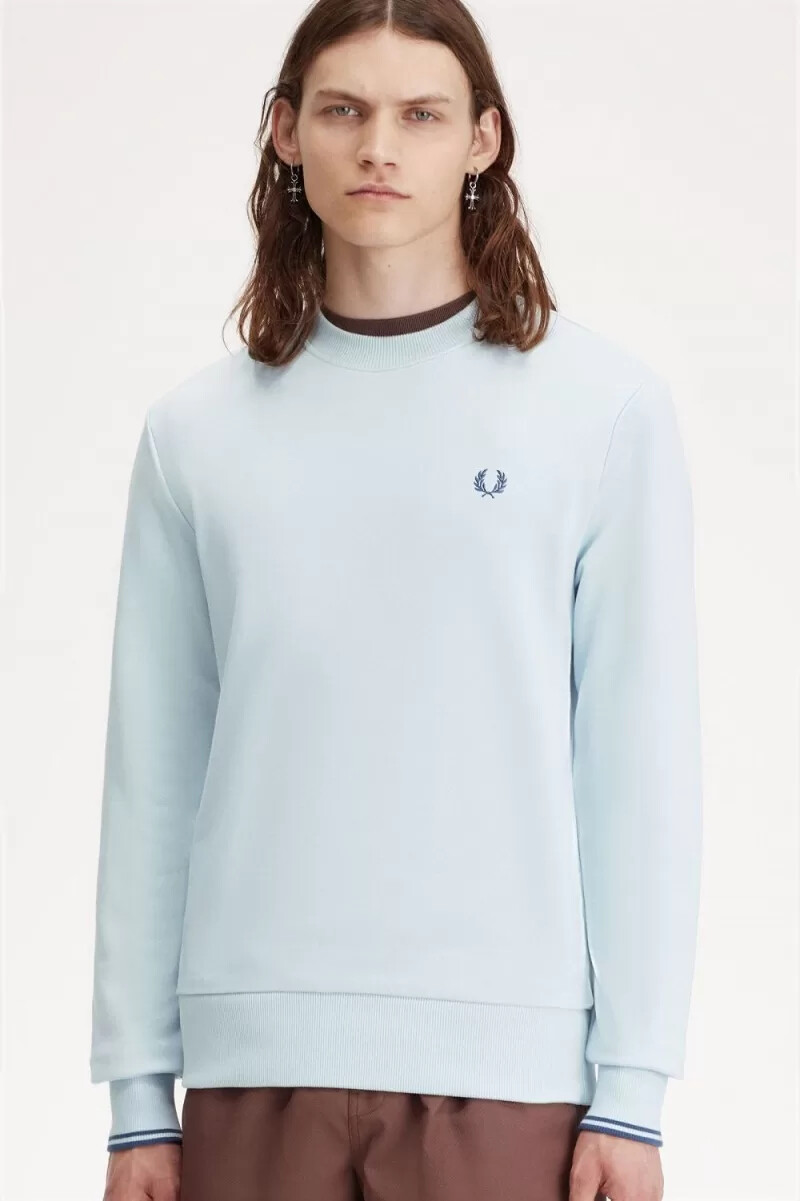 fred perry herren-sweatshirt mit rundhalsausschnitt hellblau mitternachtsblau