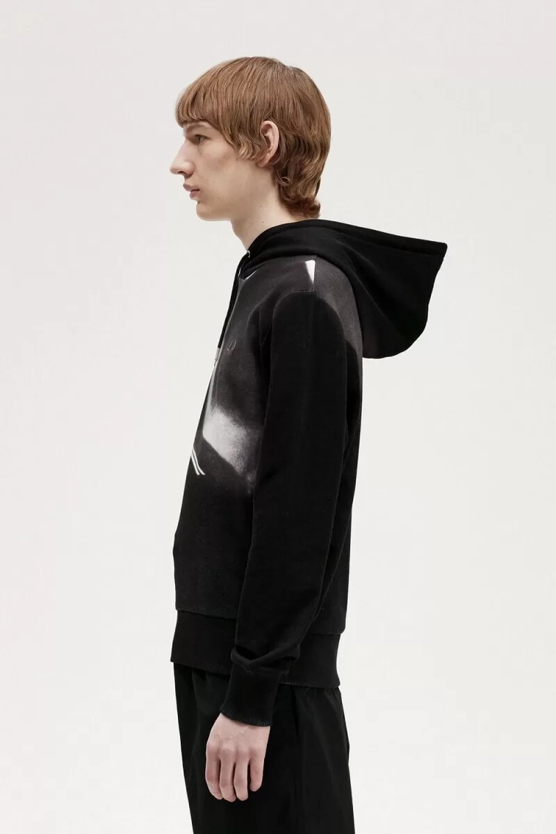 fred perry rave graphic kapuzenpullover für herren schwarz