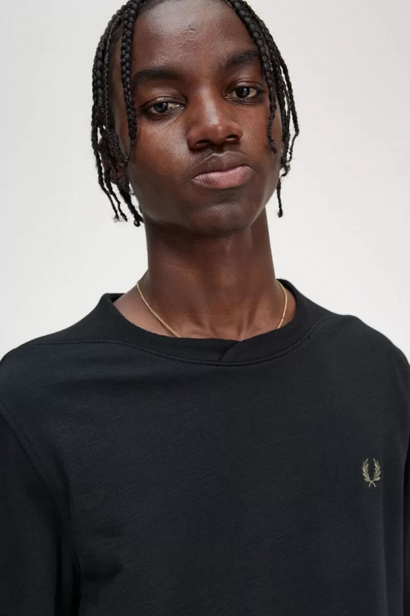 fred perry herren-sweatshirt mit rippstrickdetails schwarz