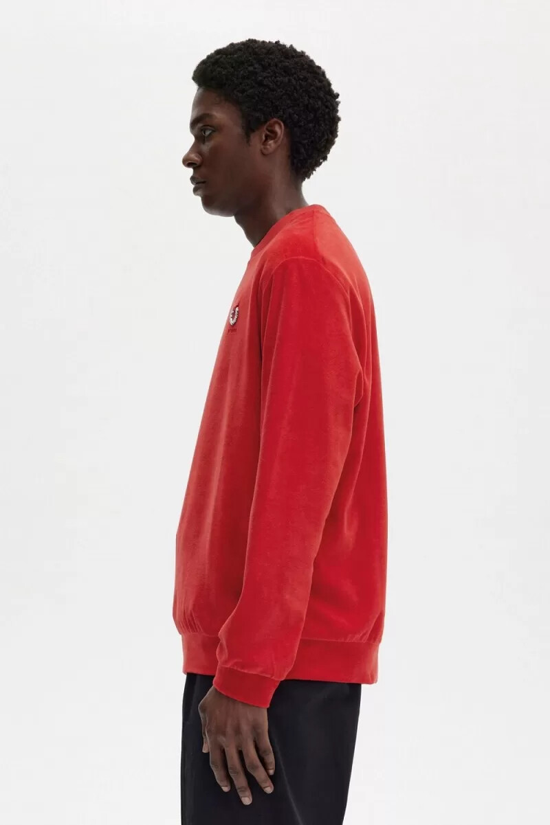 fred perry herren-sweatshirt aus velours rot