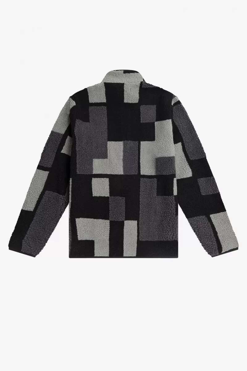 fred perry pixel borg fleece herren-sweatshirt schwarz
