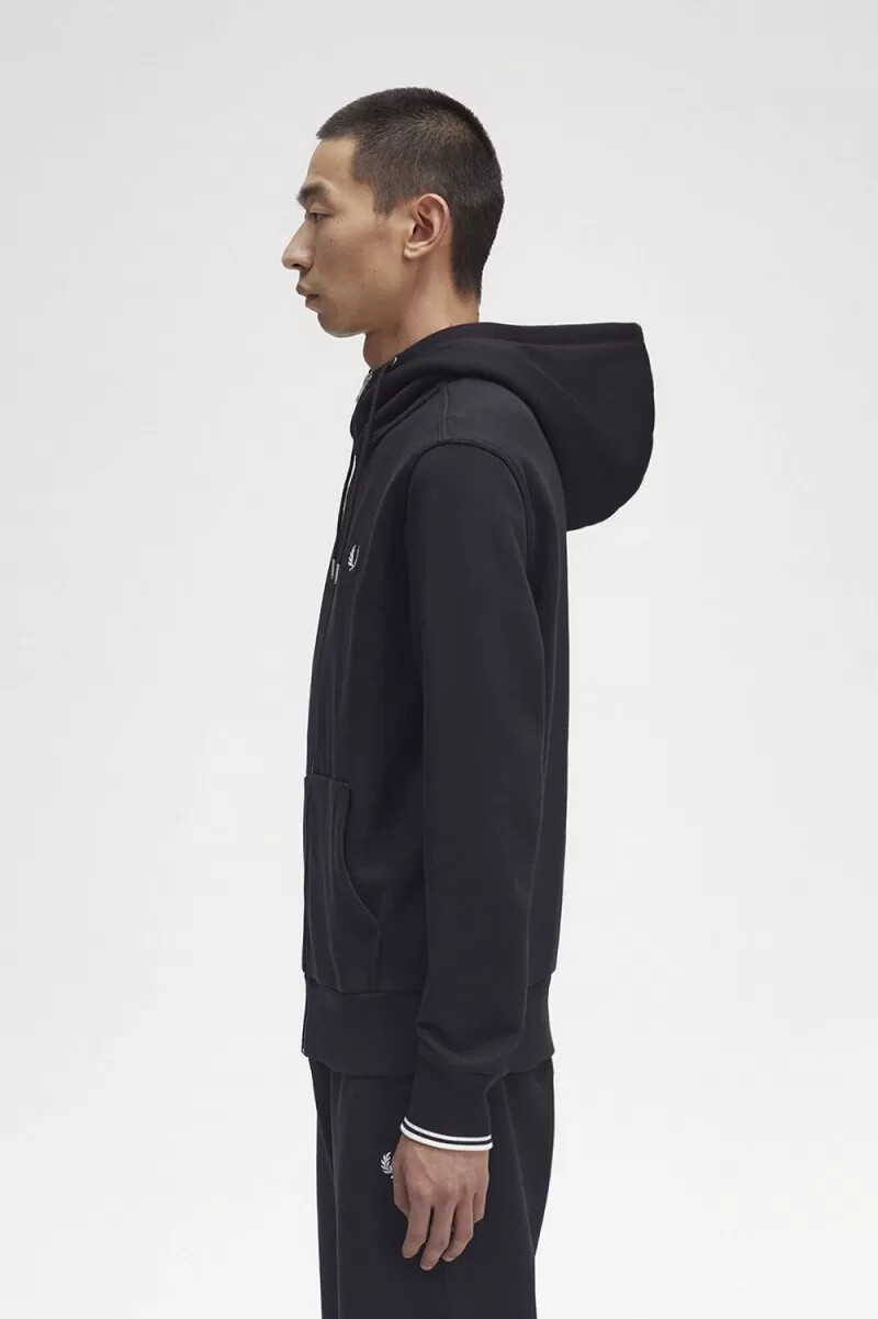 fred perry kapuzenpullover mit reißverschluss für herren schwarz
