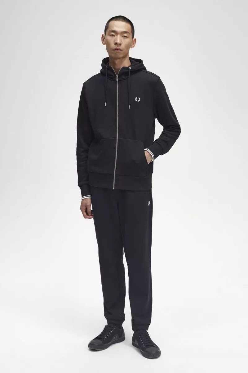 fred perry kapuzenpullover mit reißverschluss für herren schwarz