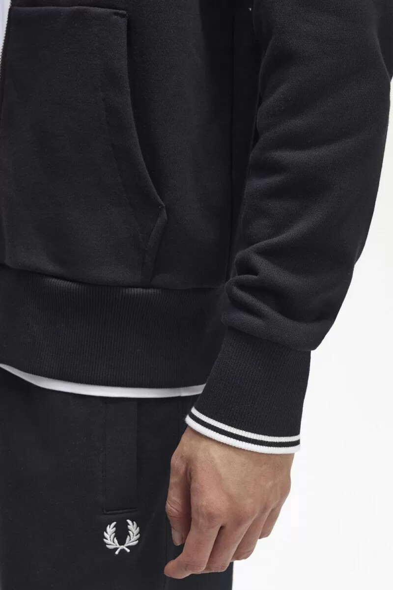 fred perry kapuzenpullover mit reißverschluss für herren schwarz