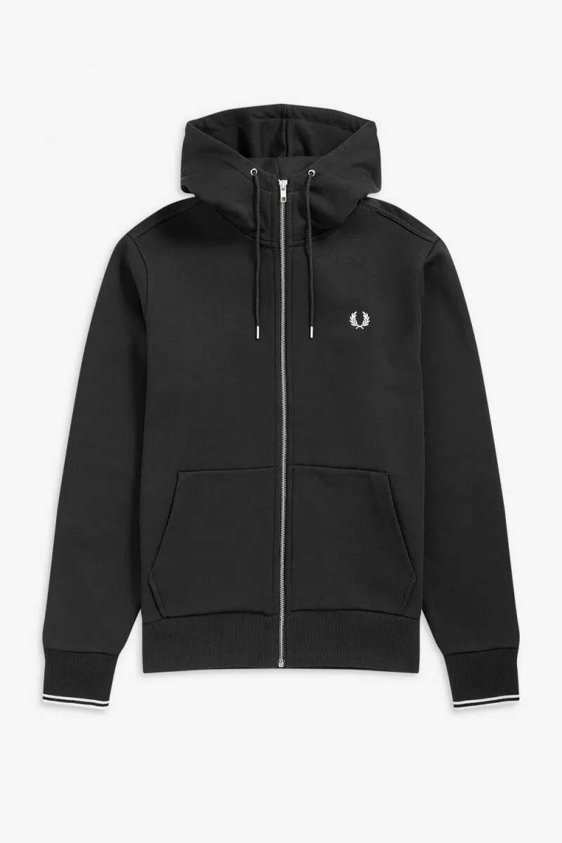 fred perry kapuzenpullover mit reißverschluss für herren schwarz