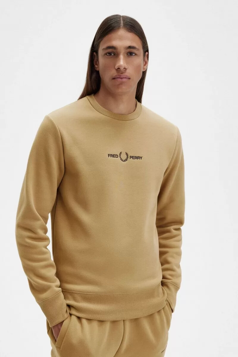 fred perry herren-sweatshirt mit stickerei grün