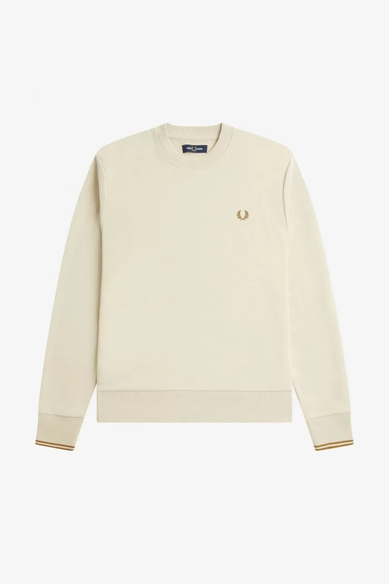 fred perry herren-sweatshirt mit rundhalsausschnitt farbe haferflocken